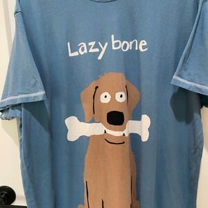 Hatley Women's Night Shirt. O/S.  Blue/Brown. Saying " Lazy Bone". 100% Cotton.